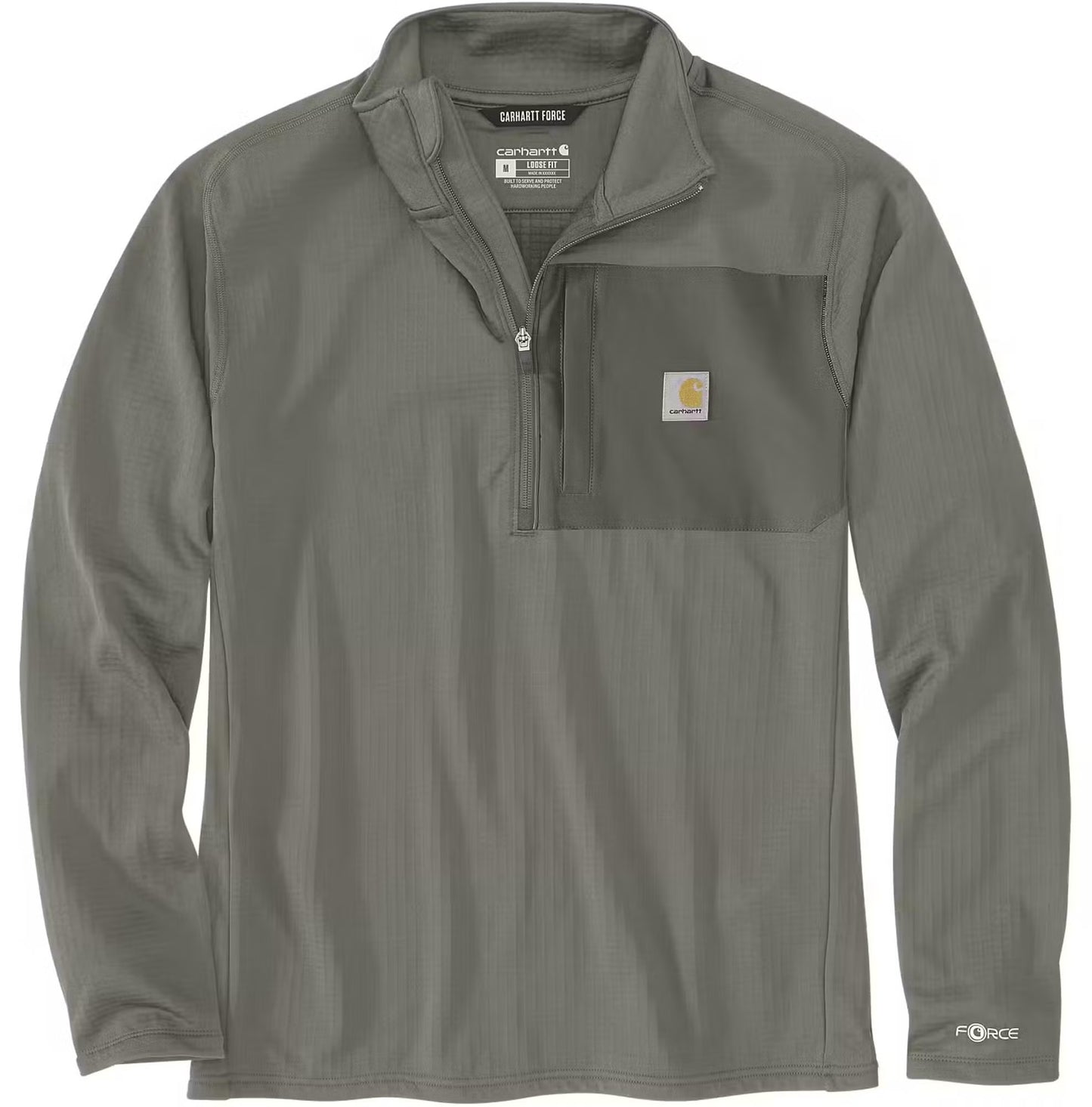 Carhartt Force Ironwood Relaxed Half‑Zip Mock Neck Sweatshirt Dusty Olive 106423