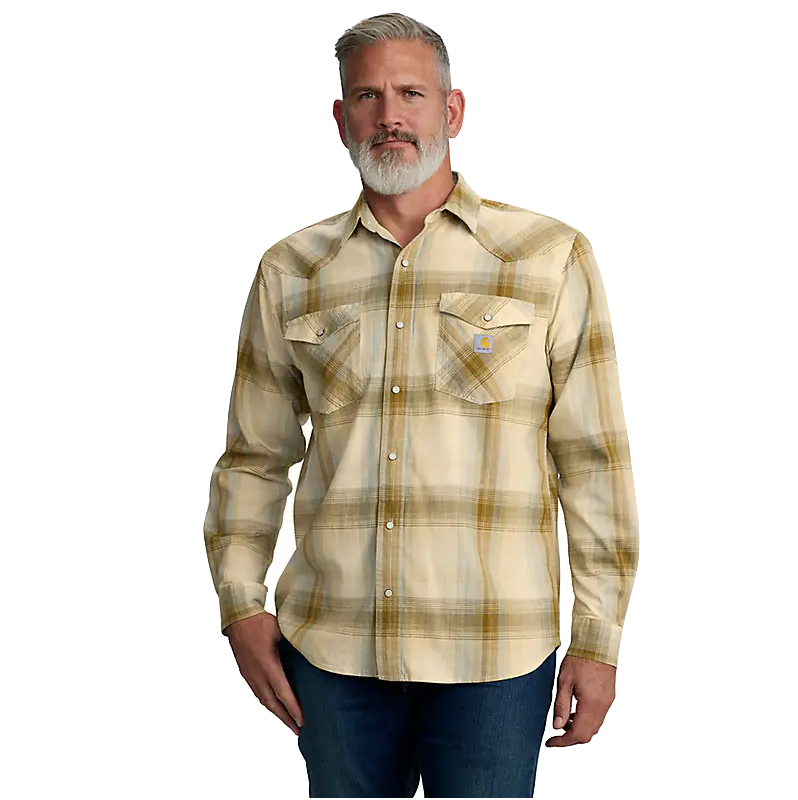Carhartt Montana Rugged Flex Relaxed Fit Lightweight Long-Sleeve Snap-Front Plaid Shirt 106756