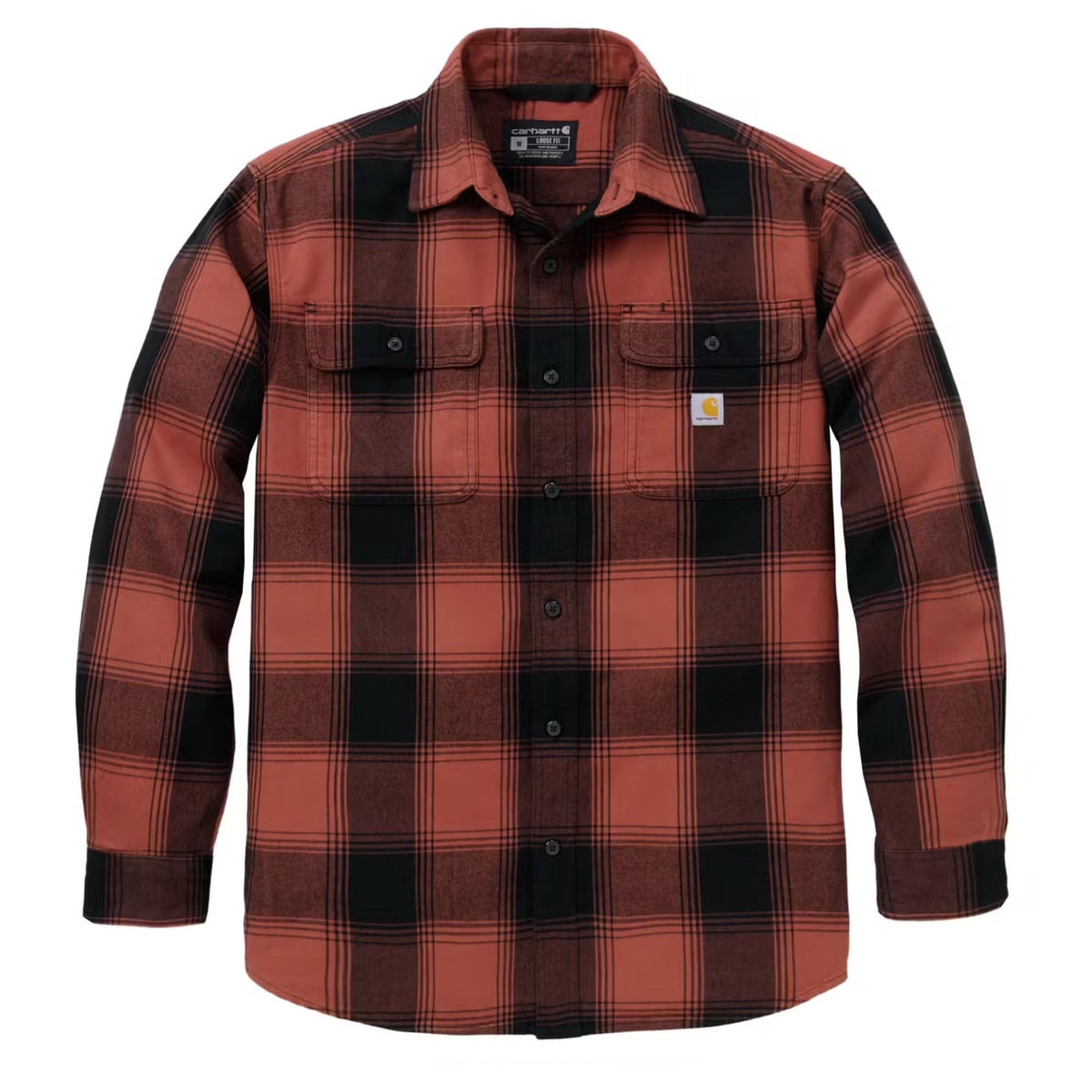 Carhartt Hubbard Herren Flanellhemd 107013 Rot/Schwarz – Loose Fit Karohemd