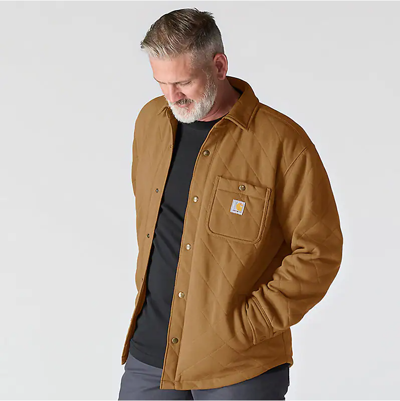 Carhartt Rain Defender Loose Fit Heavyweight Quilted Snap Front Shirt Jacket 107270