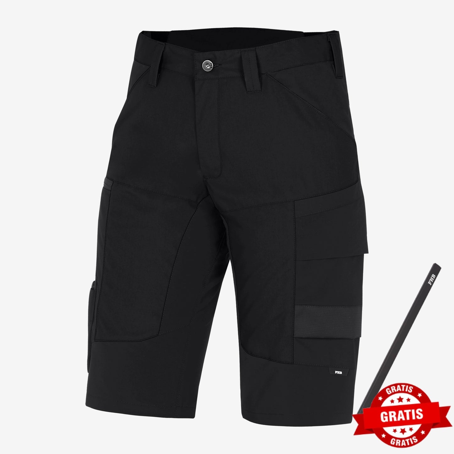 FHB Kim Stretch Bermuda Arbeitshorts Schwarz 125200 + gratis Zimmermannsbleistift