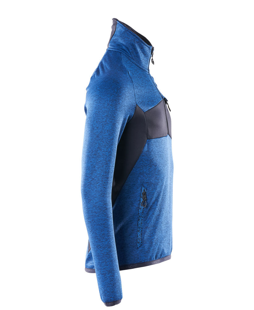 MASCOT® ACCELERATE Fleecepullover mit kurzem Reißverschluss Azurblau/Schwarzblau 18003