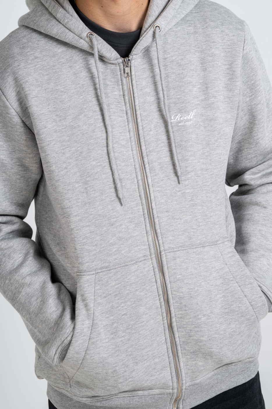 Reell Staple Logo Zip Hoodie Kapuzenjacke Sweatjacke Grey Melange