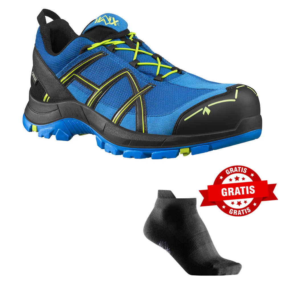 HAIX Black Eagle Safety 40.1 low/blue-citrus Arbeitsschuhe S3 610009 + gratis HAIX Athletic Socken