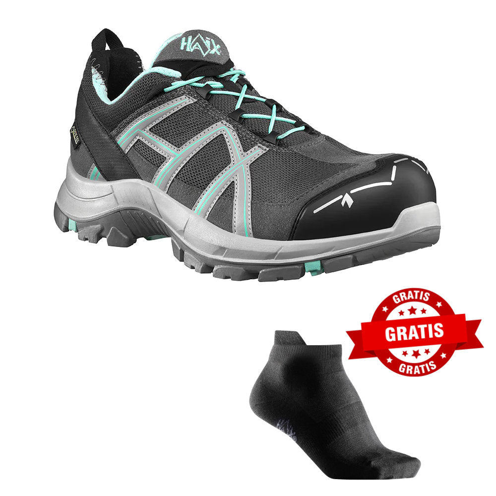 HAIX Black Eagle Safety 40.1 Ws low grey-mint Damen Arbeitsschuhe S3 610041 + gratis HAIX Athletic Socken