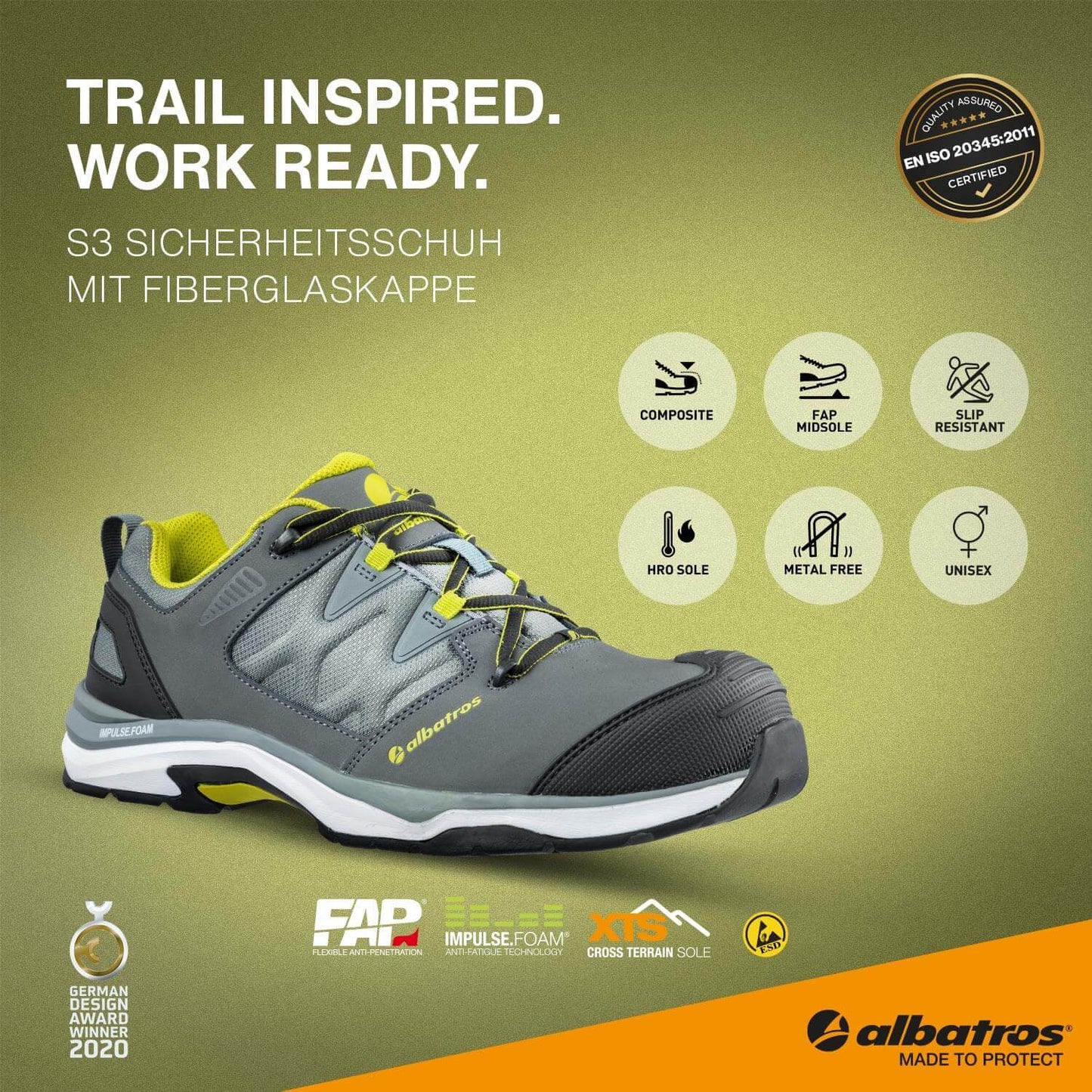 Albatros Ultratrail Low Sicherheitsschuhe S3 ESD Grau 646210