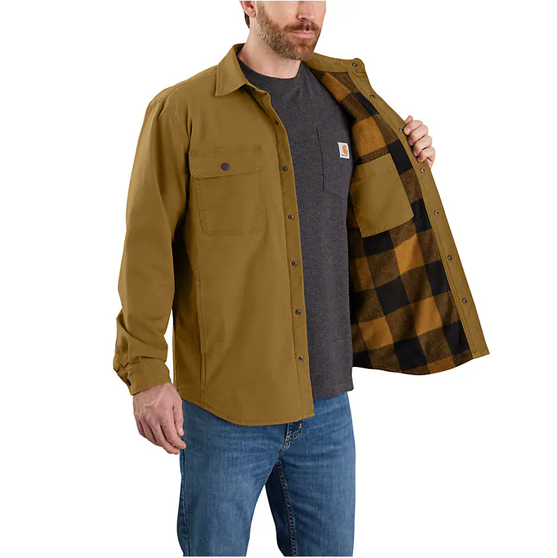 Carhartt Canvas Fleece Lined Shirt Jacket Overshirt Oak Brown 105419