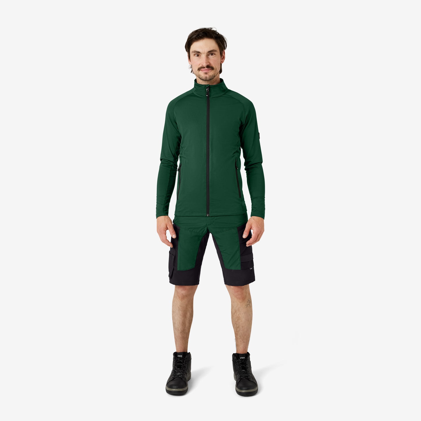 FHB Kim Stretch Bermuda Arbeitshorts Grün/Schwarz 125200 + gratis Zimmermannsbleistift