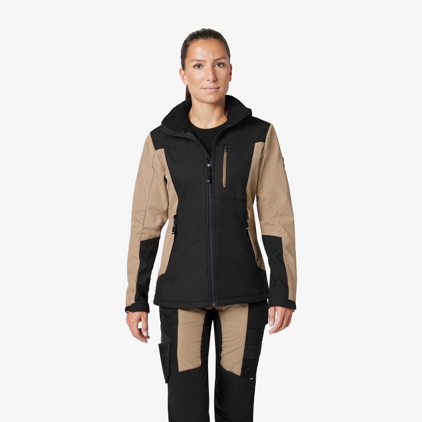 FHB Julia Damen Softshelljacke Beige/Schwarz 79120