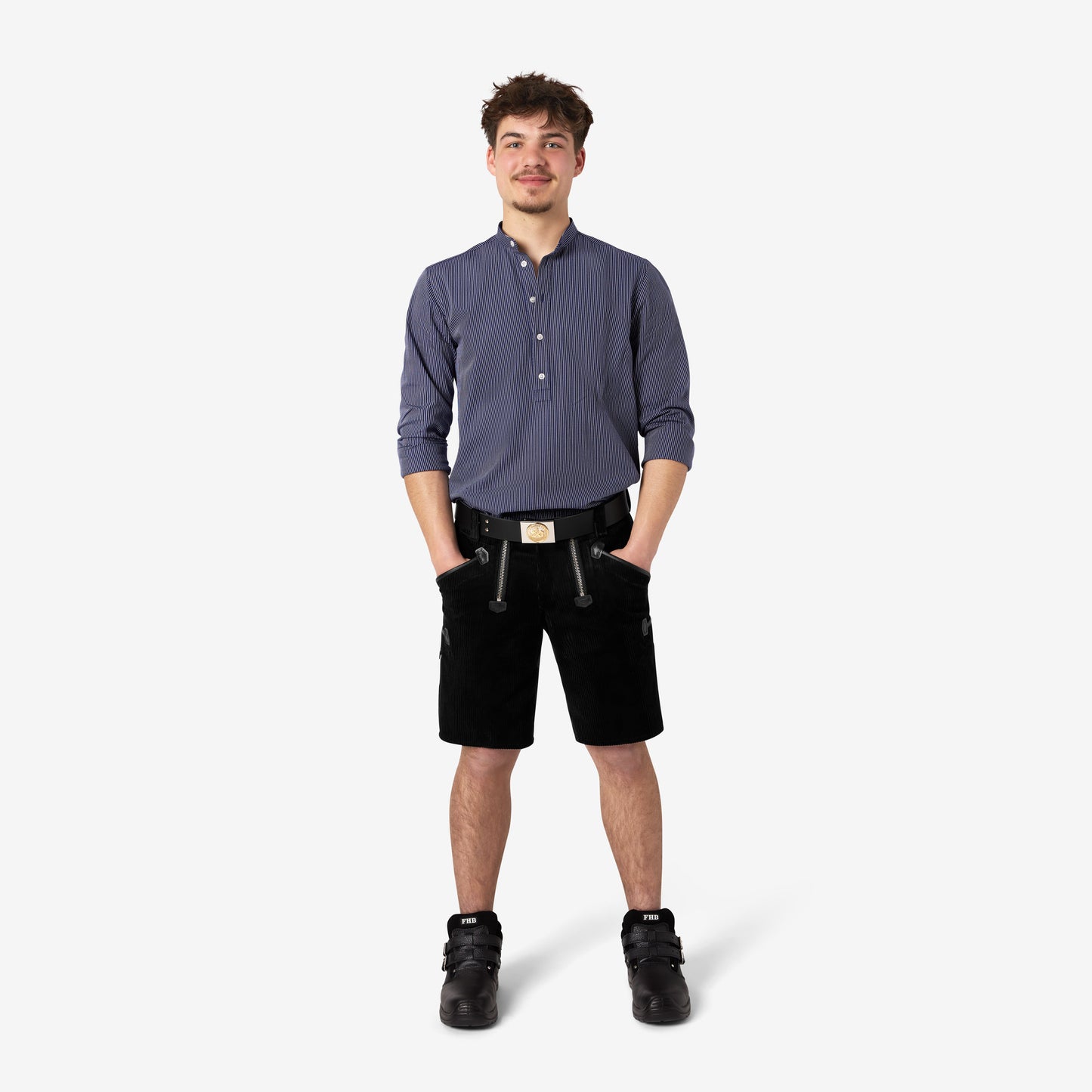 FHB Bernd Zunftshorts Trenkercord Schwarz 50033 + gratis FHB Malte Messertasche