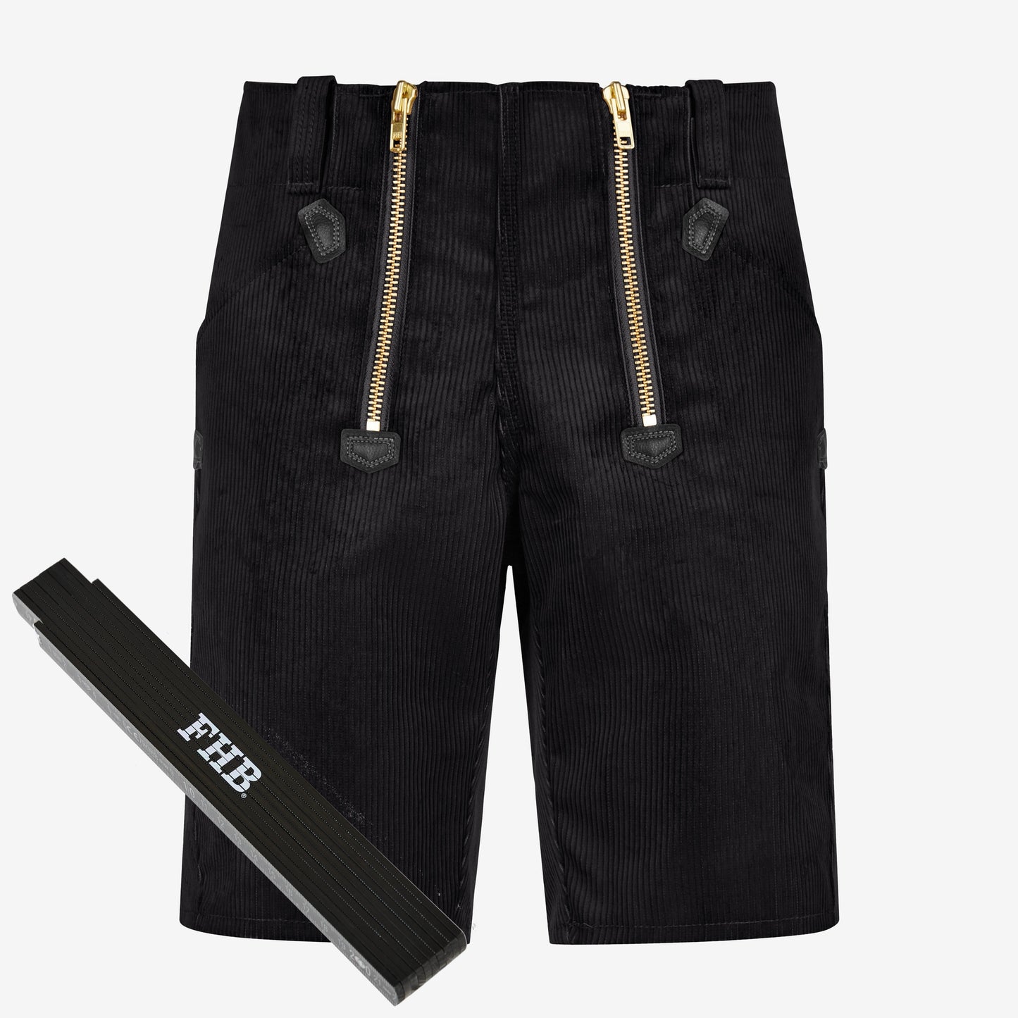 FHB Hans Zunftshorts Genuacord Schwarz 20033 + gratis FHB Zollstock Xaver
