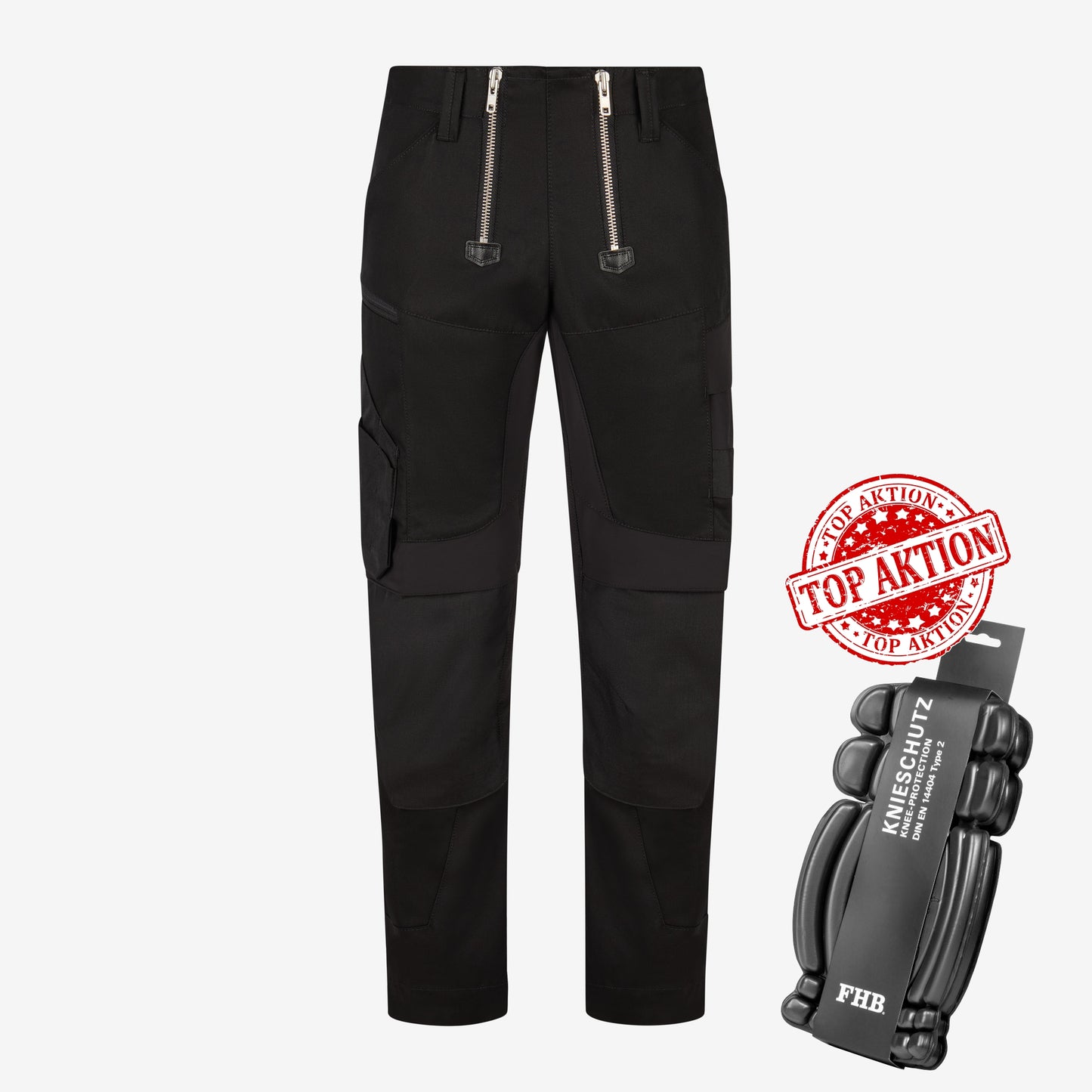 FHB Maxi Arbeitshose Zunfthose Stretch Schwarz 12271 + gratis FHB Caspar Kniepolster