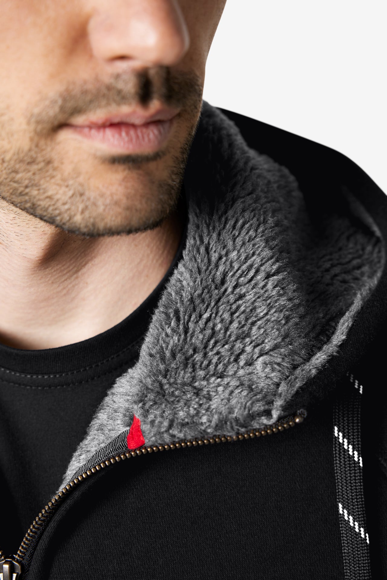 FHB Jörg Sweater-Jacke mit Kapuze und Webpelz Schwarz 79293