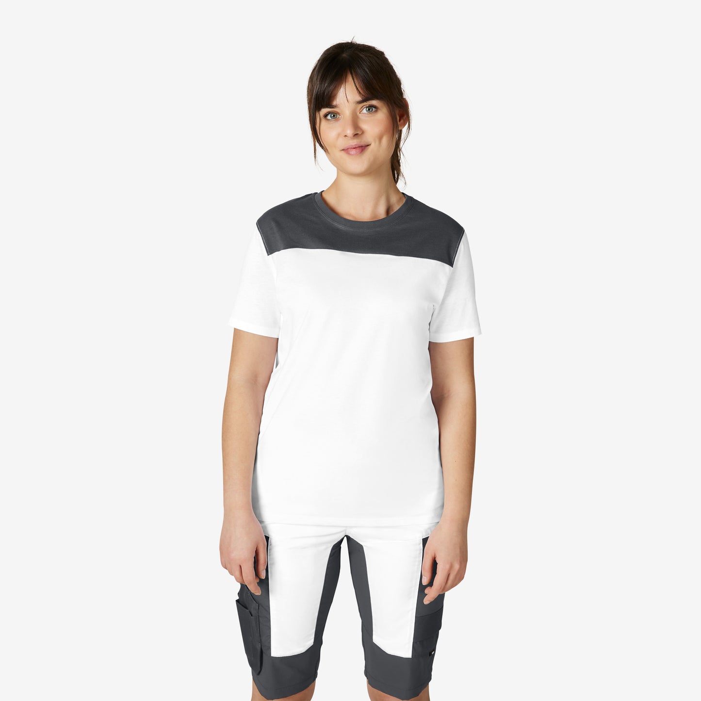 FHB Kira T-Shirt Frauen Weiß/Anthrazit 822210
