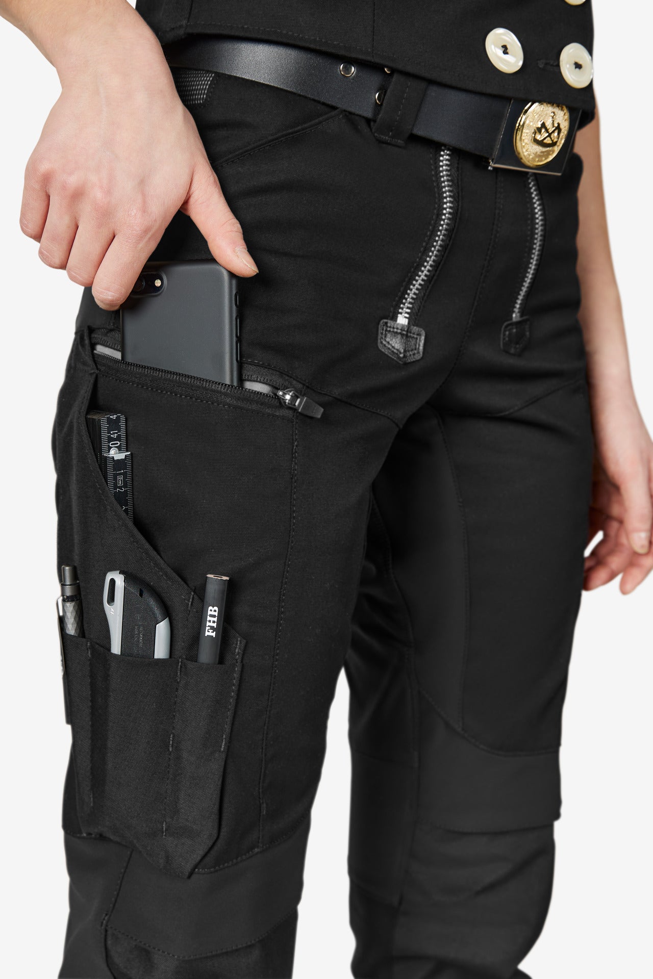 FHB Maxi Arbeitshose Zunfthose Stretch Schwarz 12271 + gratis FHB Caspar Kniepolster