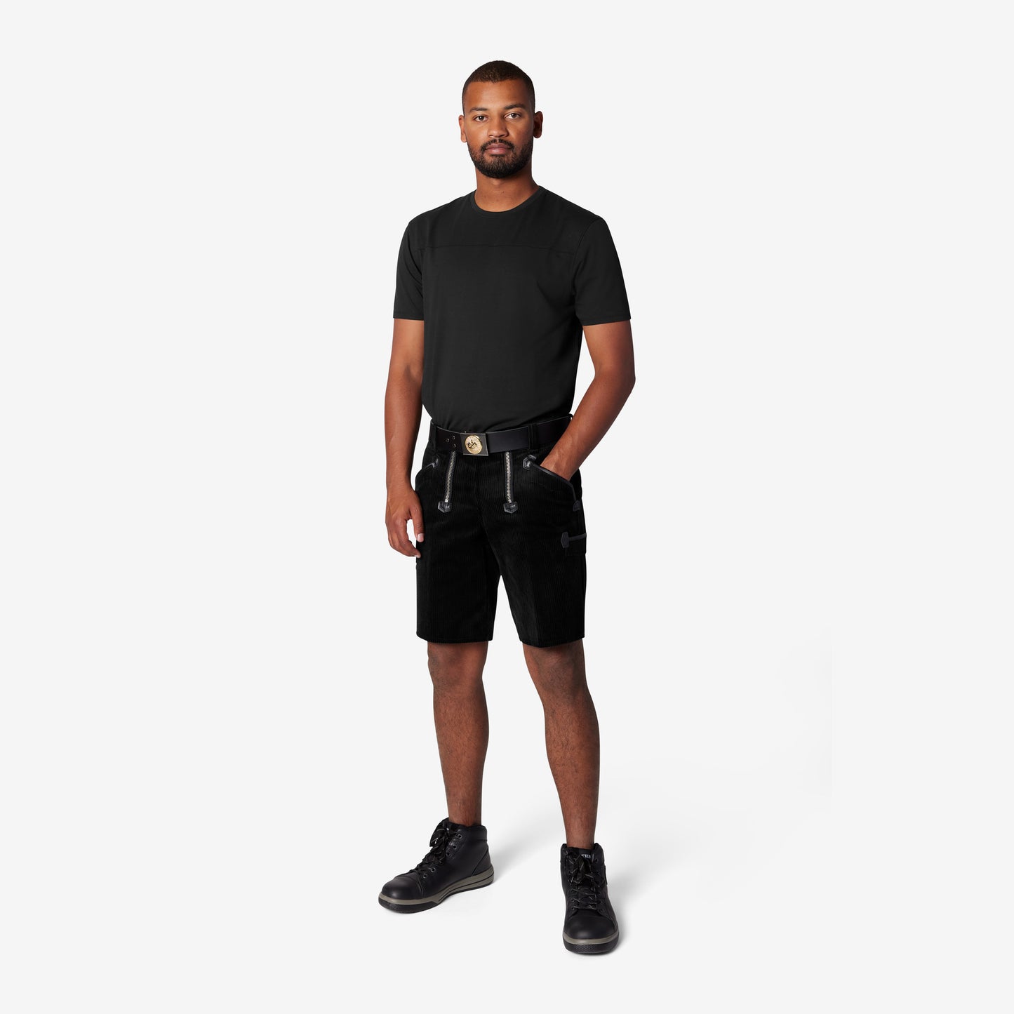 FHB Bernd Zunftshorts Trenkercord Schwarz 50033 + gratis FHB Malte Messertasche
