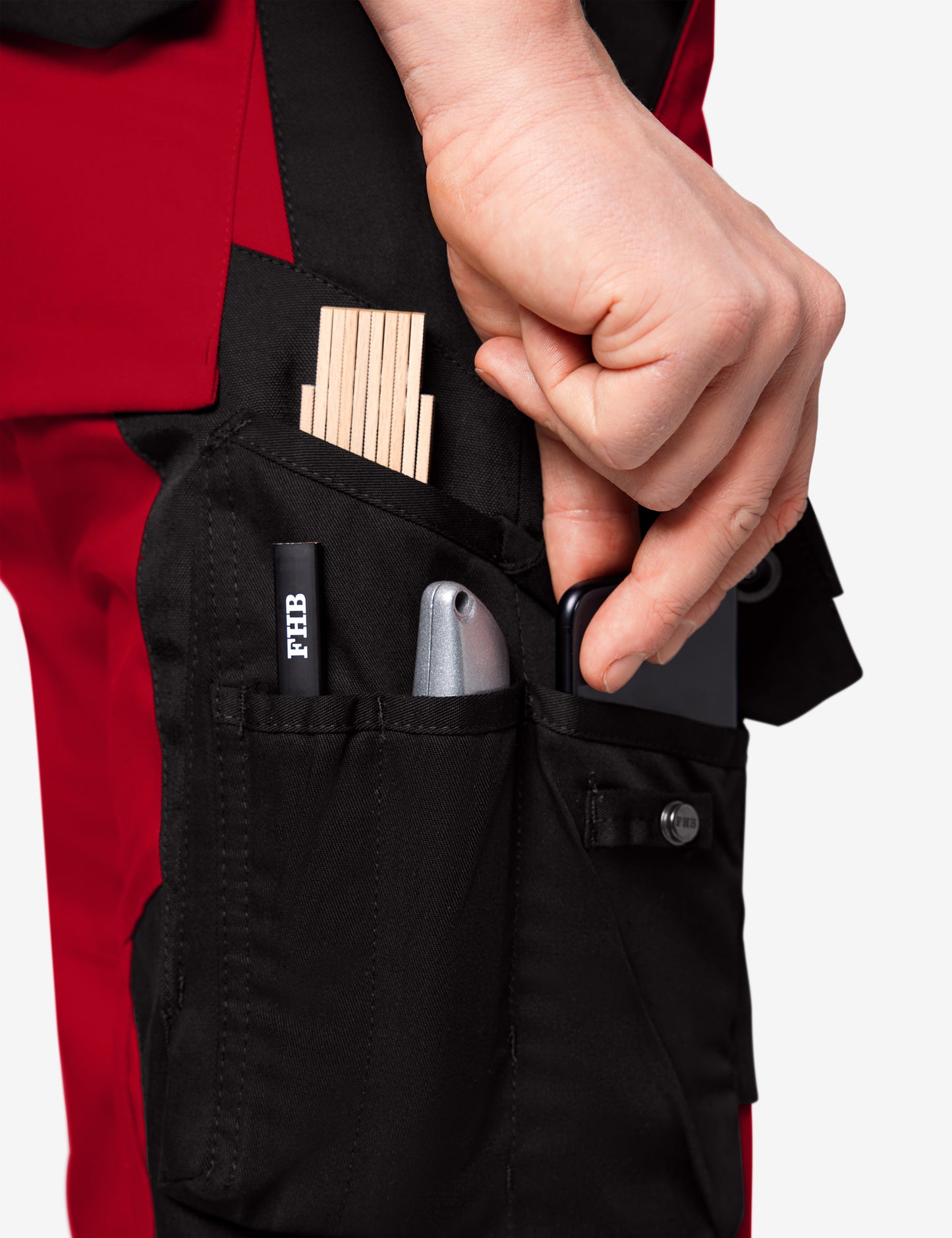 FHB Florian Arbeitshose Bundhose Rot/Schwarz 125100