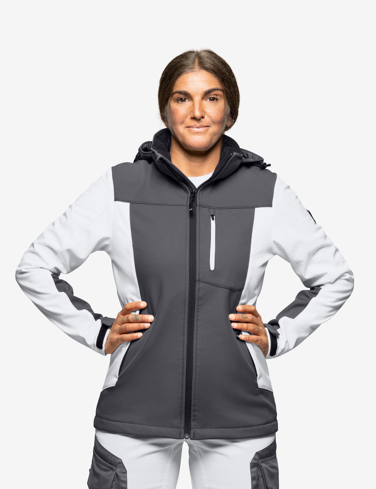 FHB Julia Damen Softshelljacke Weiß/Anthrazit 79120