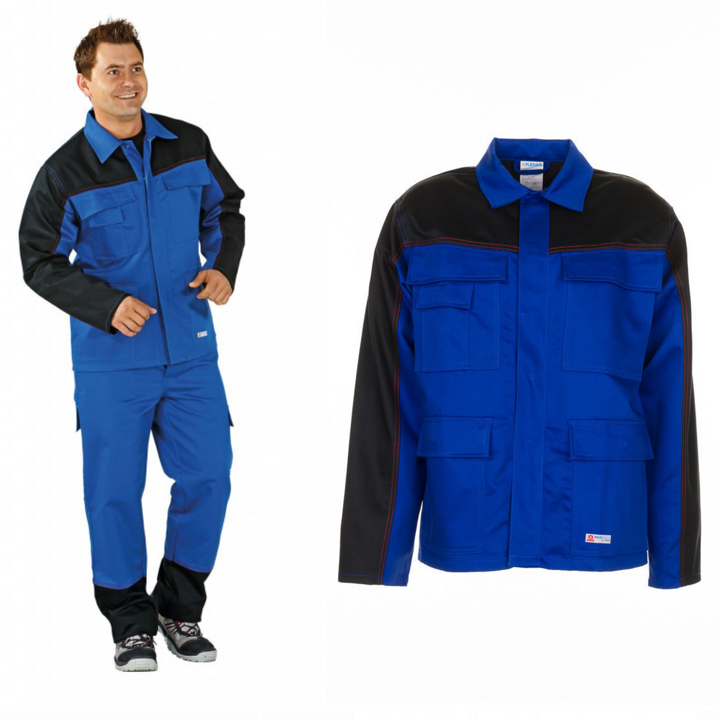 Planam Weld Shield Jacke Hitze-/Schweißerschutz Kornblau/Schwarz 5511