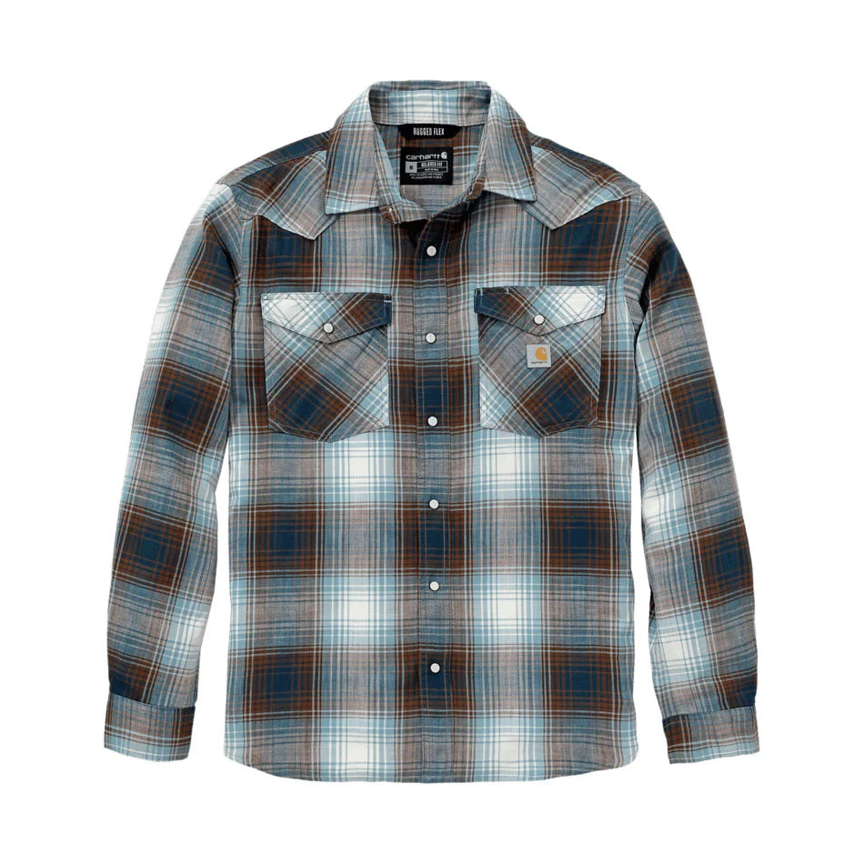 Carhartt Herren Flanellhemd Montana Bozeman Blau/Braun 107016 – Relaxed Fit Karohemd