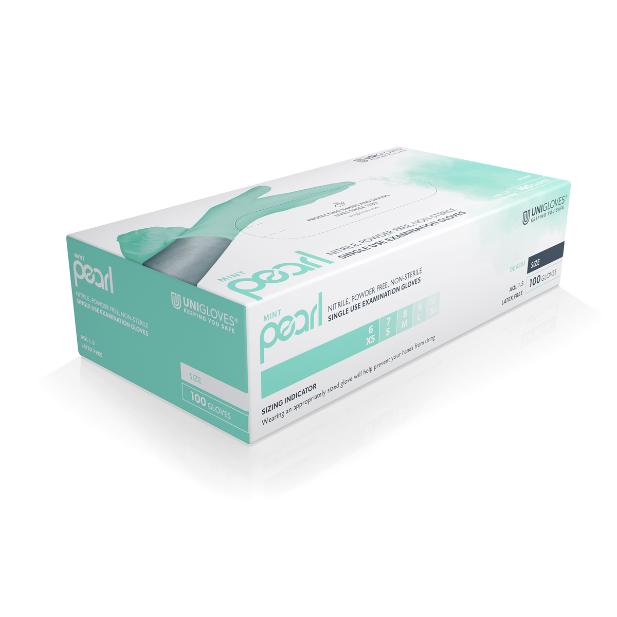 Einweghandschuhe Schutzhandschuhe aus Nitril Unigloves MINT PEARL (100 Stück)