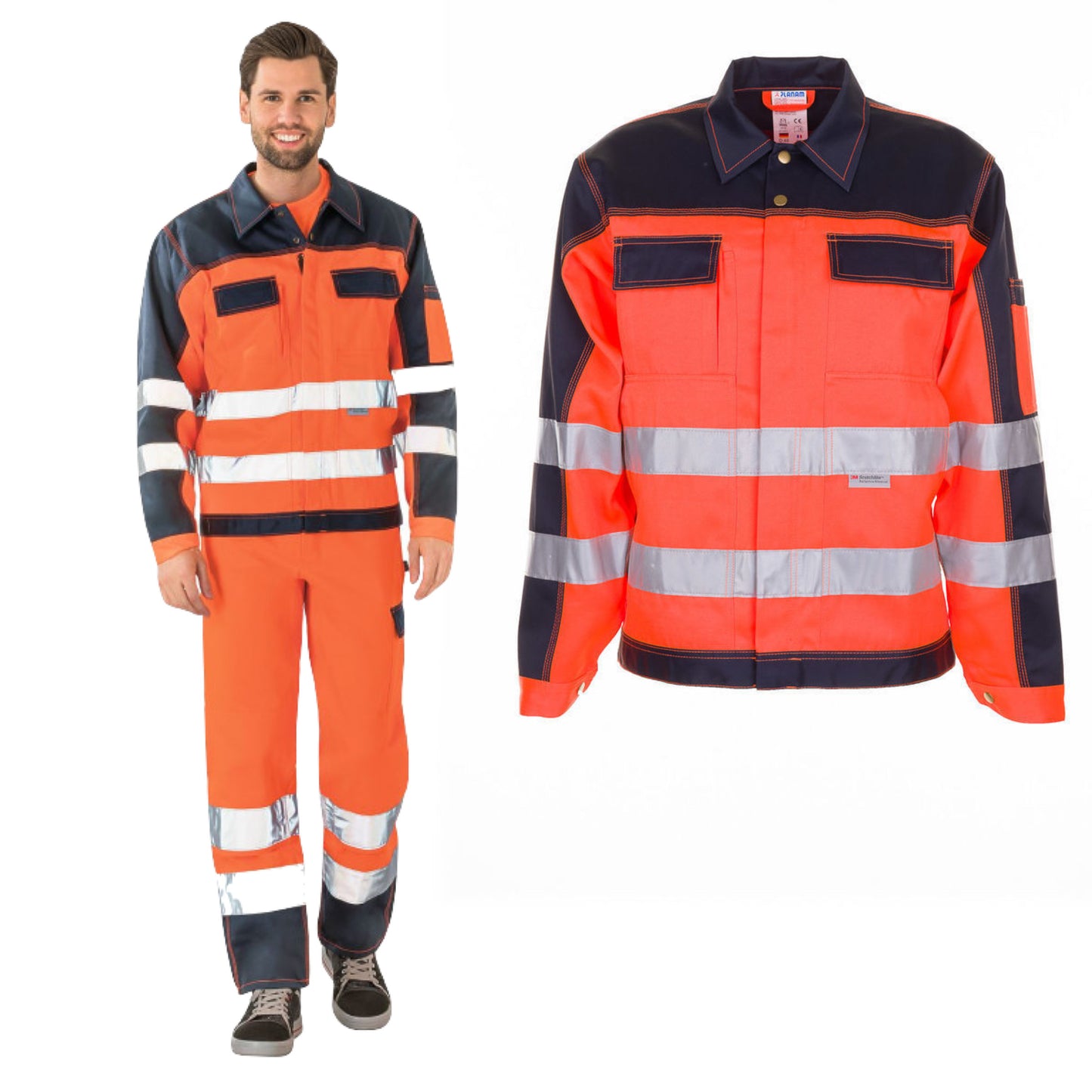 Planam Warnschutz Bundjacke 2-farbig Orange/Marine 2006
