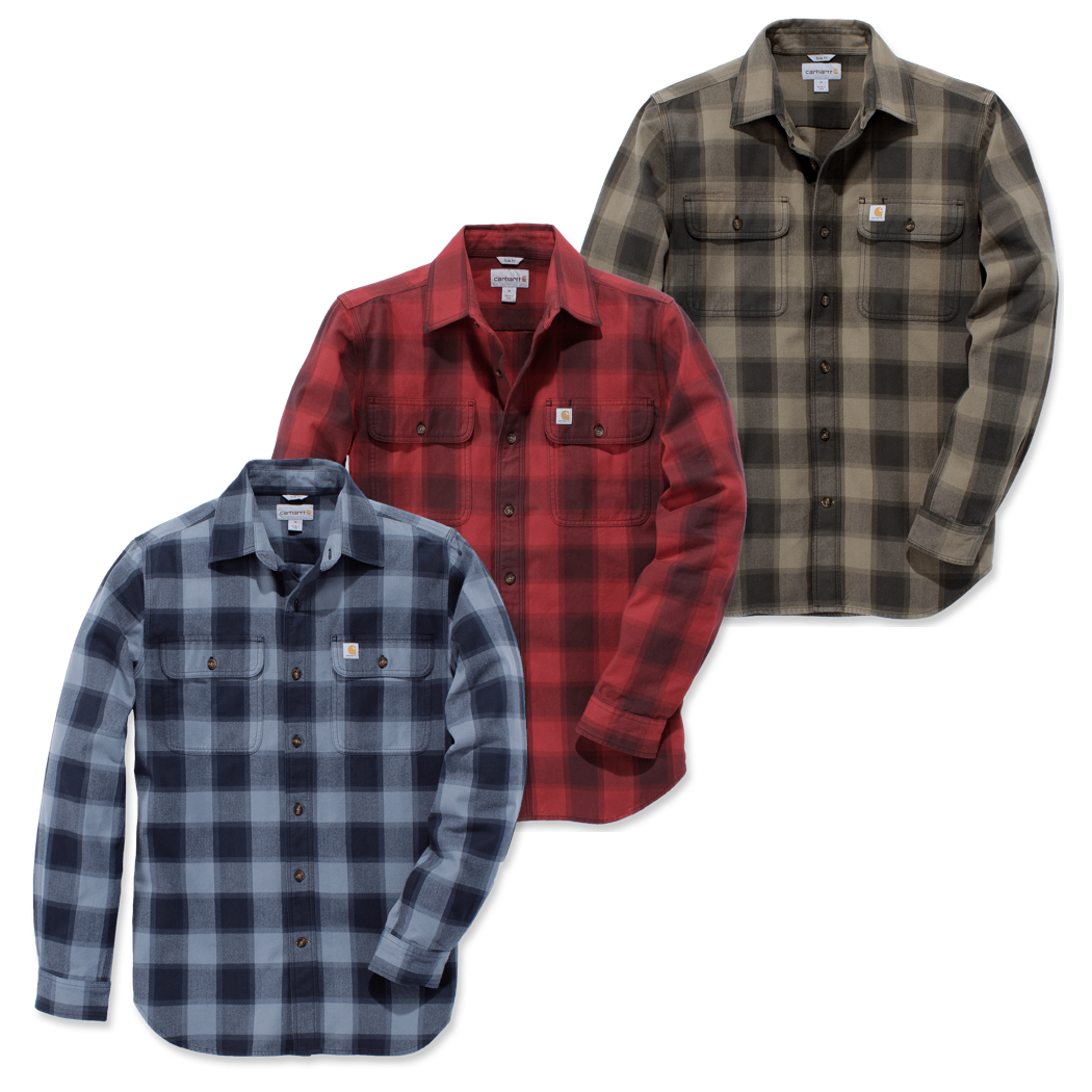 Carhartt Hubbard Flannel Herren Langarmhemd Karohemd 104144 arbeitskleidung store