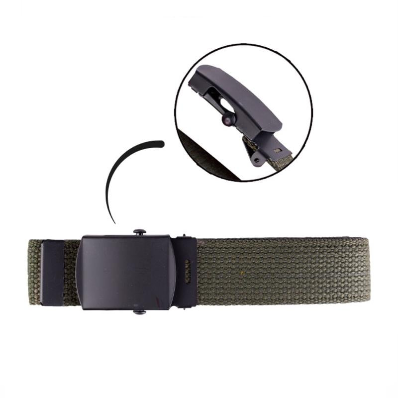 US Hosengürtel Cotton Black Buckle Oliv