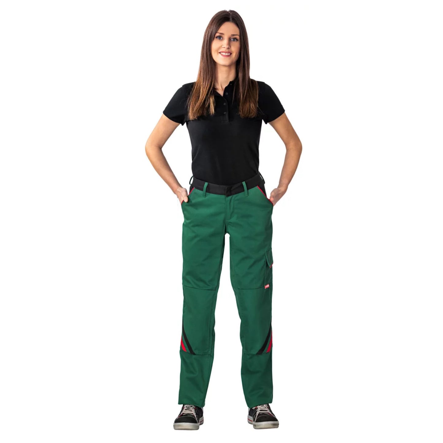 Planam Highline Damen Bundhose grün/schwarz/rot 2398