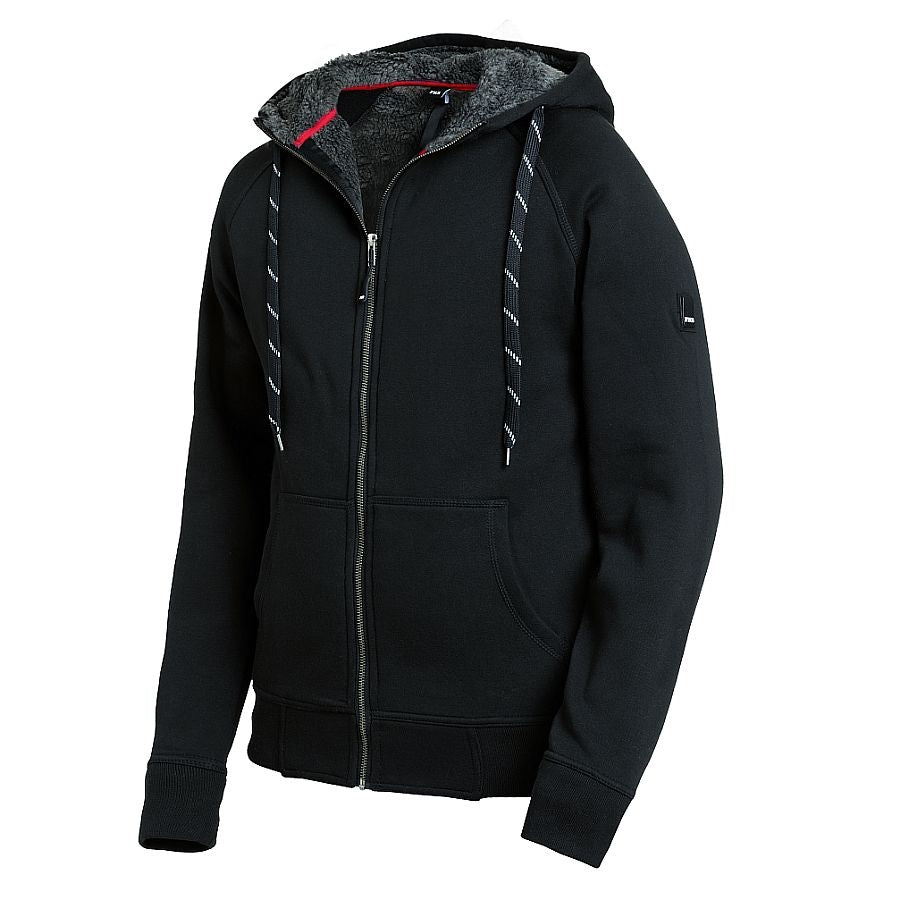 FHB Jörg Sweater-Jacke mit Kapuze und Webpelz Schwarz 79293