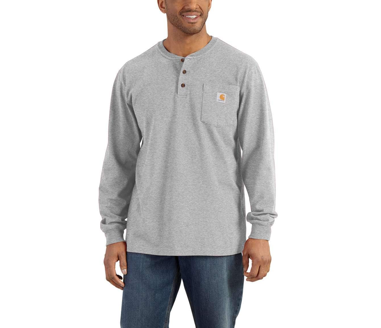 Carhartt Long-Sleeve Pocket Henley T-Shirt Langarmshirt mit Knopfleiste K128
