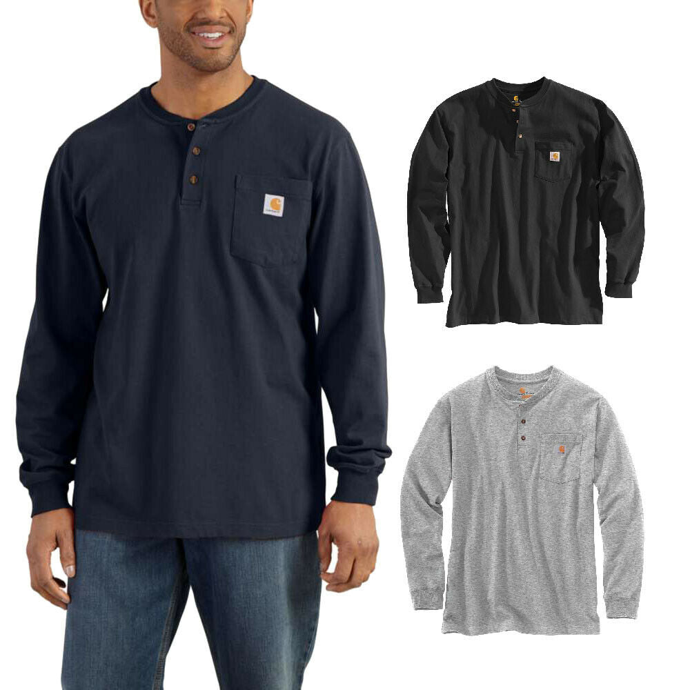 Carhartt Long-Sleeve Pocket Henley T-Shirt Langarmshirt mit Knopfleiste K128