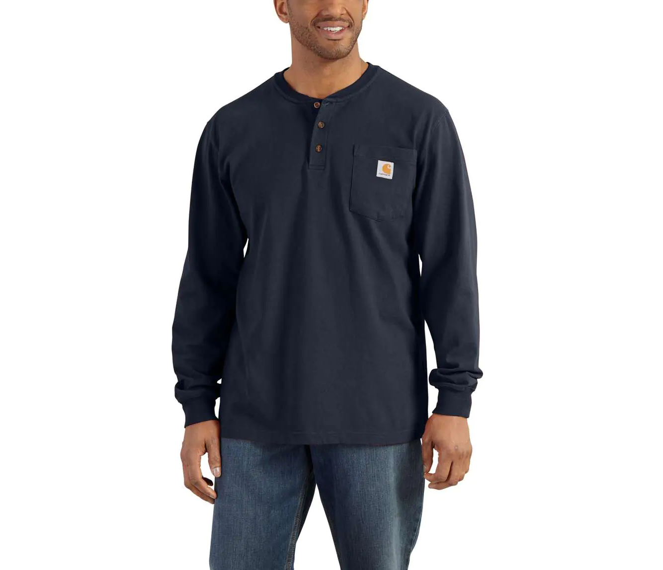 Carhartt Long-Sleeve Pocket Henley T-Shirt Langarmshirt mit Knopfleiste K128