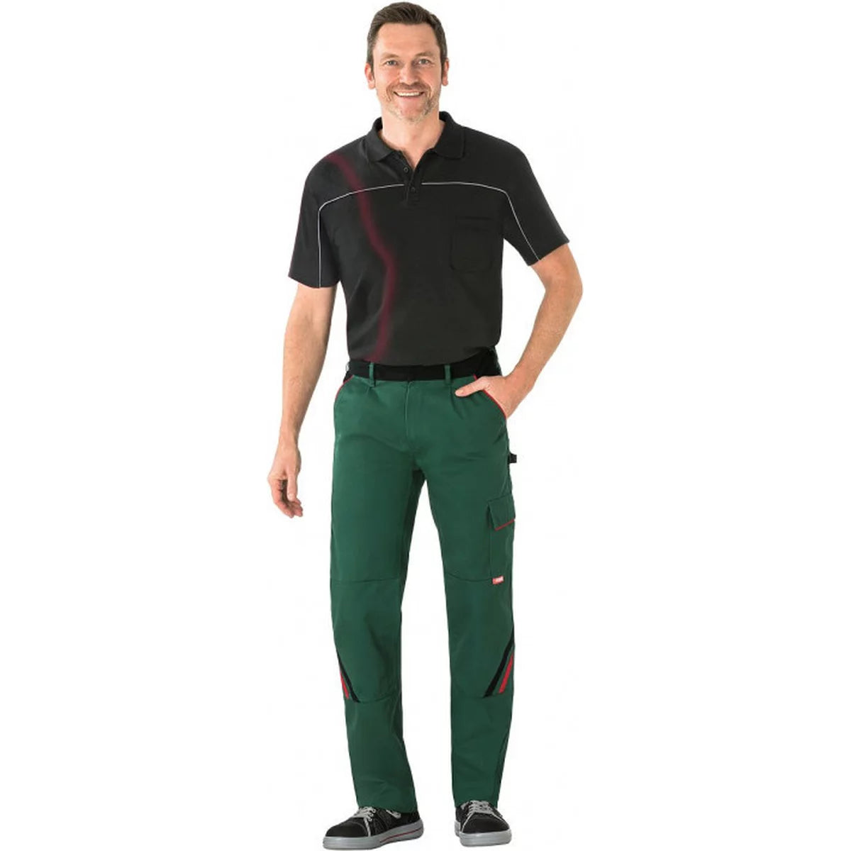 Planam Highline Herren Bundhose grün/schwarz/rot 2325