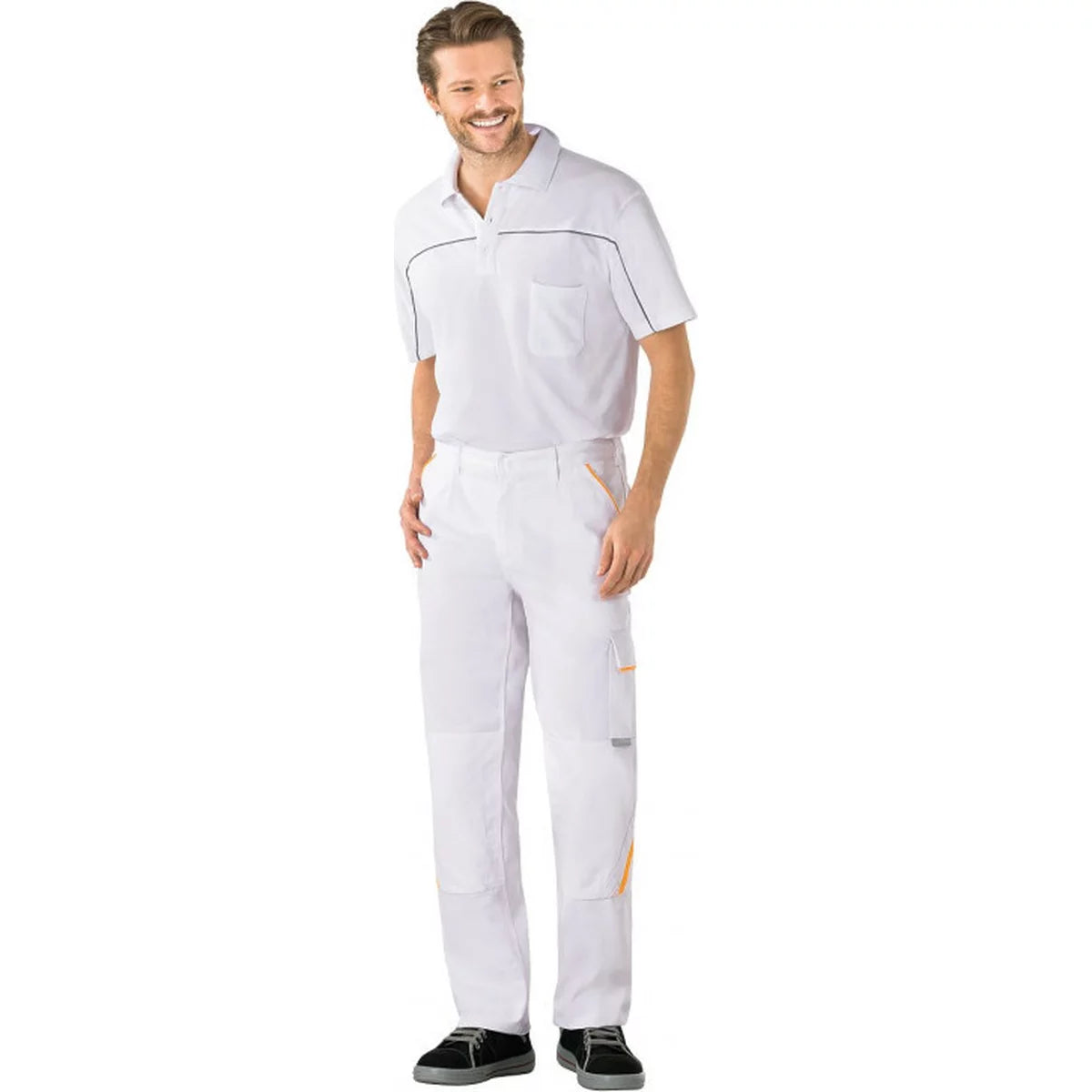 Planam Highline Herren Bundhose reinweiß/reinweiß/gelb 2327