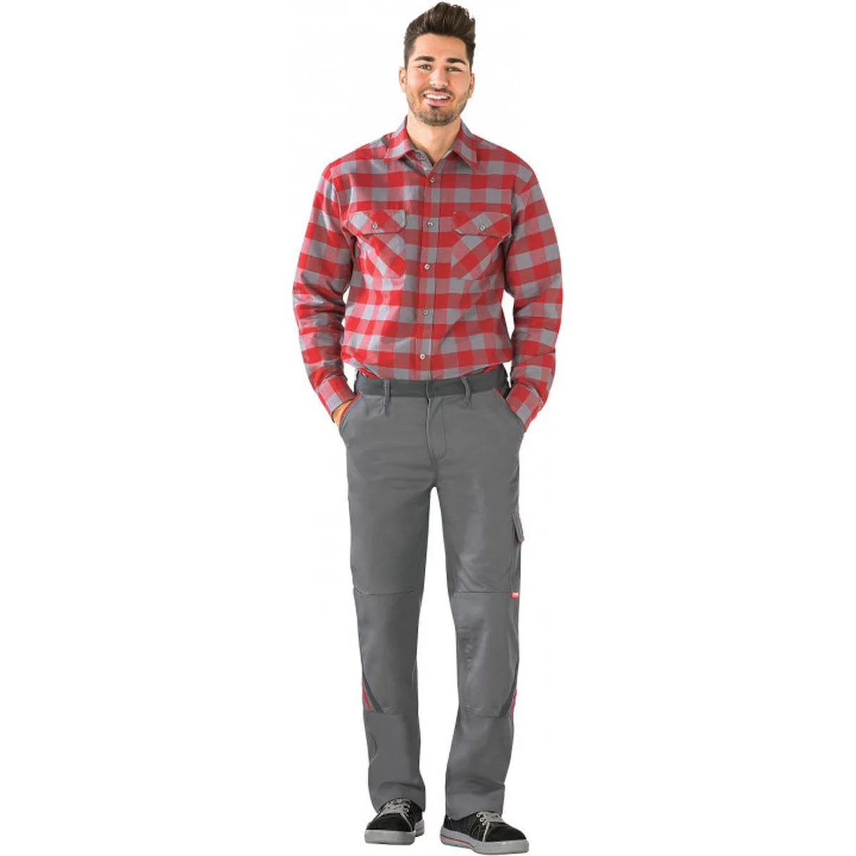 Planam Highline Herren Bundhose zink/schiefer/rot 2321