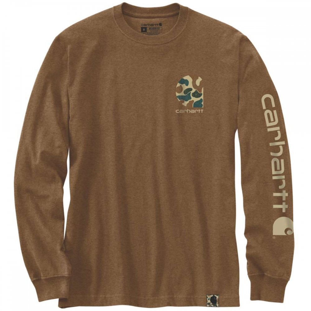 Carhartt Camo Logo Graphic Longsleeve T-Shirt Walnut Heather 105485