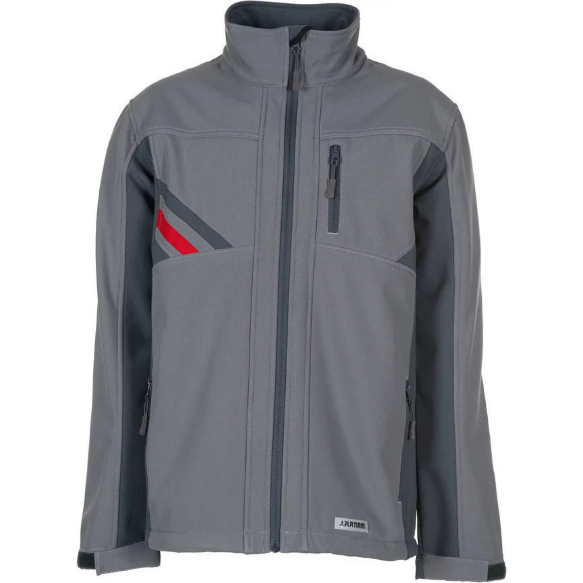 Planam Highline Herren Softshelljacke zink/schiefer/rot 2381