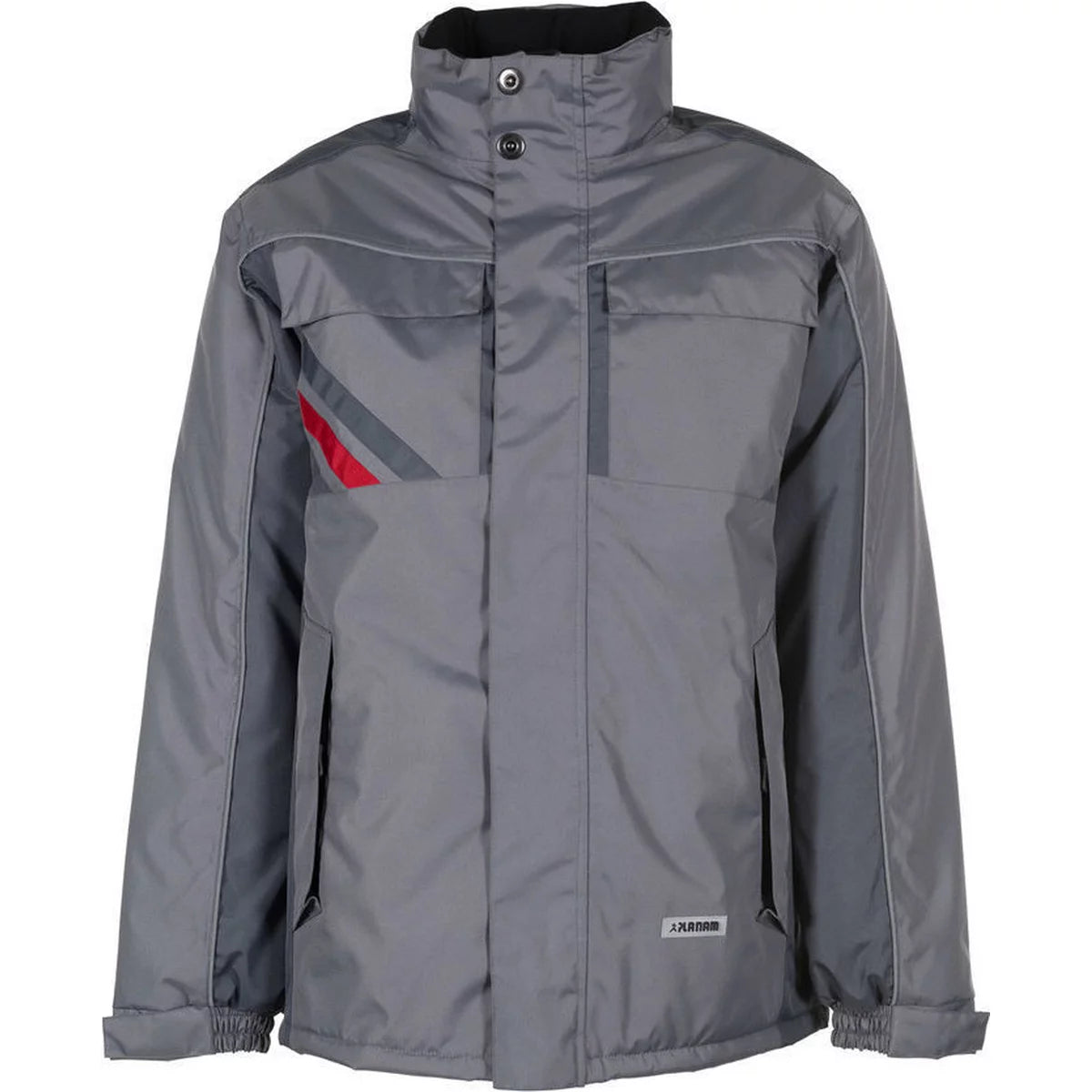 Planam Highline Herren Winterjacke zink/schiefer/rot 2301