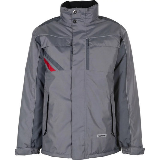 Planam Highline Herren Winterjacke zink/schiefer/rot 2301