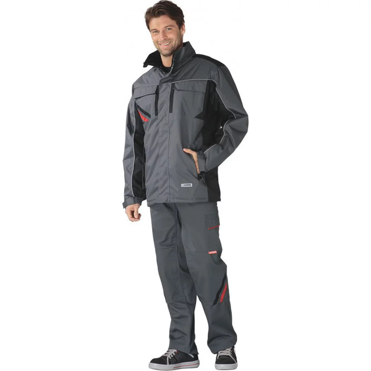 Planam Highline Herren Winterjacke schiefer/schwarz/rot 2302