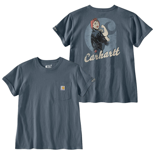 Carhartt Damen Dearborn T-Shirt Rosie Loose Fit Iron Blue 106903