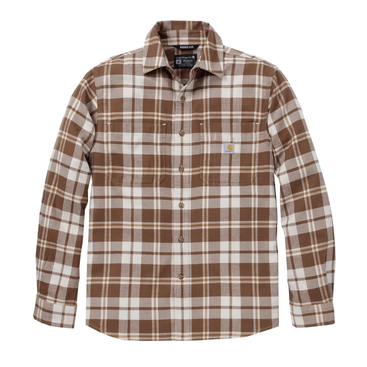 Carhartt Hamilton Herren Flanellhemd Braun 107010 – Rugged Flex Relaxed Fit Karohemd