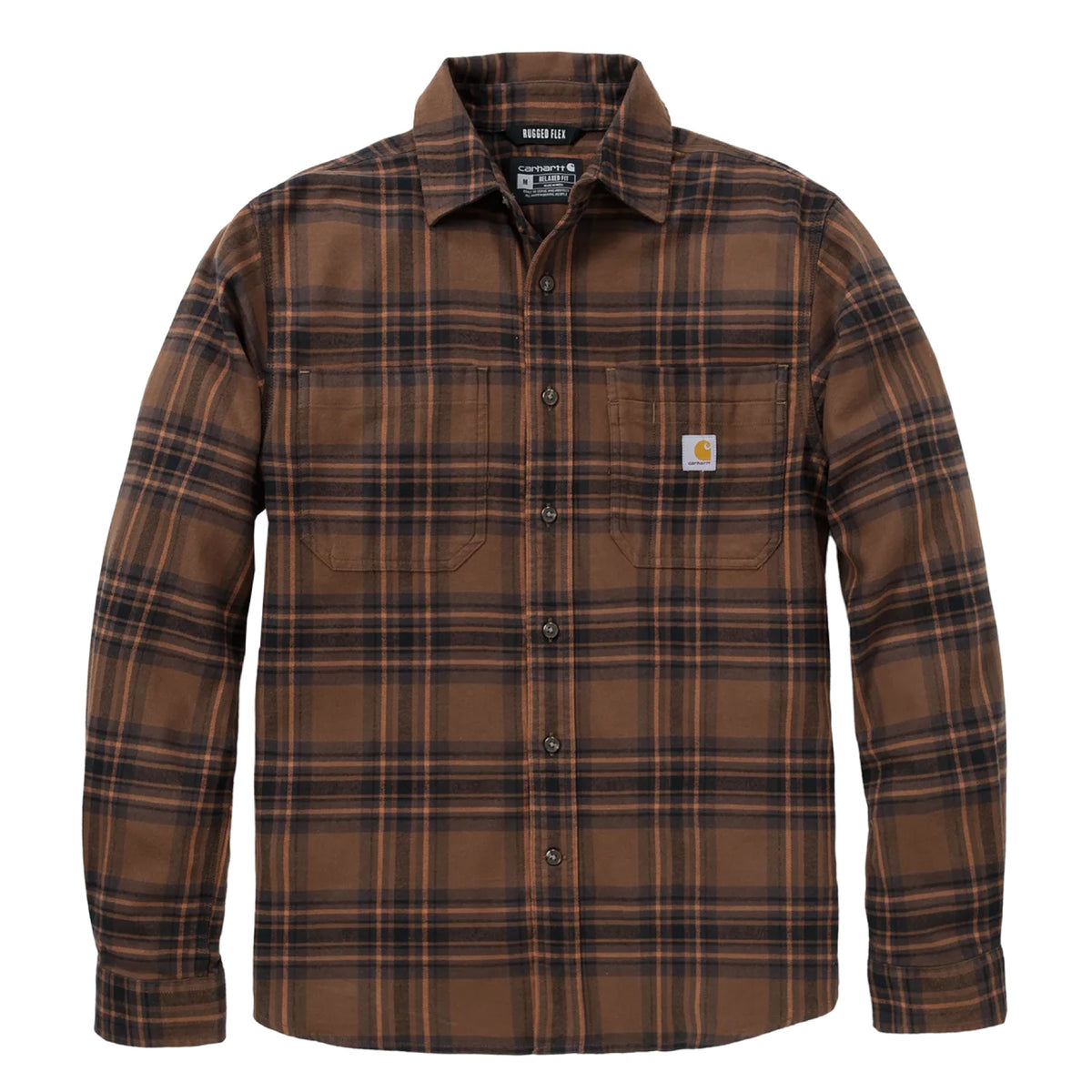 Carhartt Hamilton Herren Flanellhemd Braun/Schwarz 107010 – Rugged Flex Relaxed Fit Karohemd