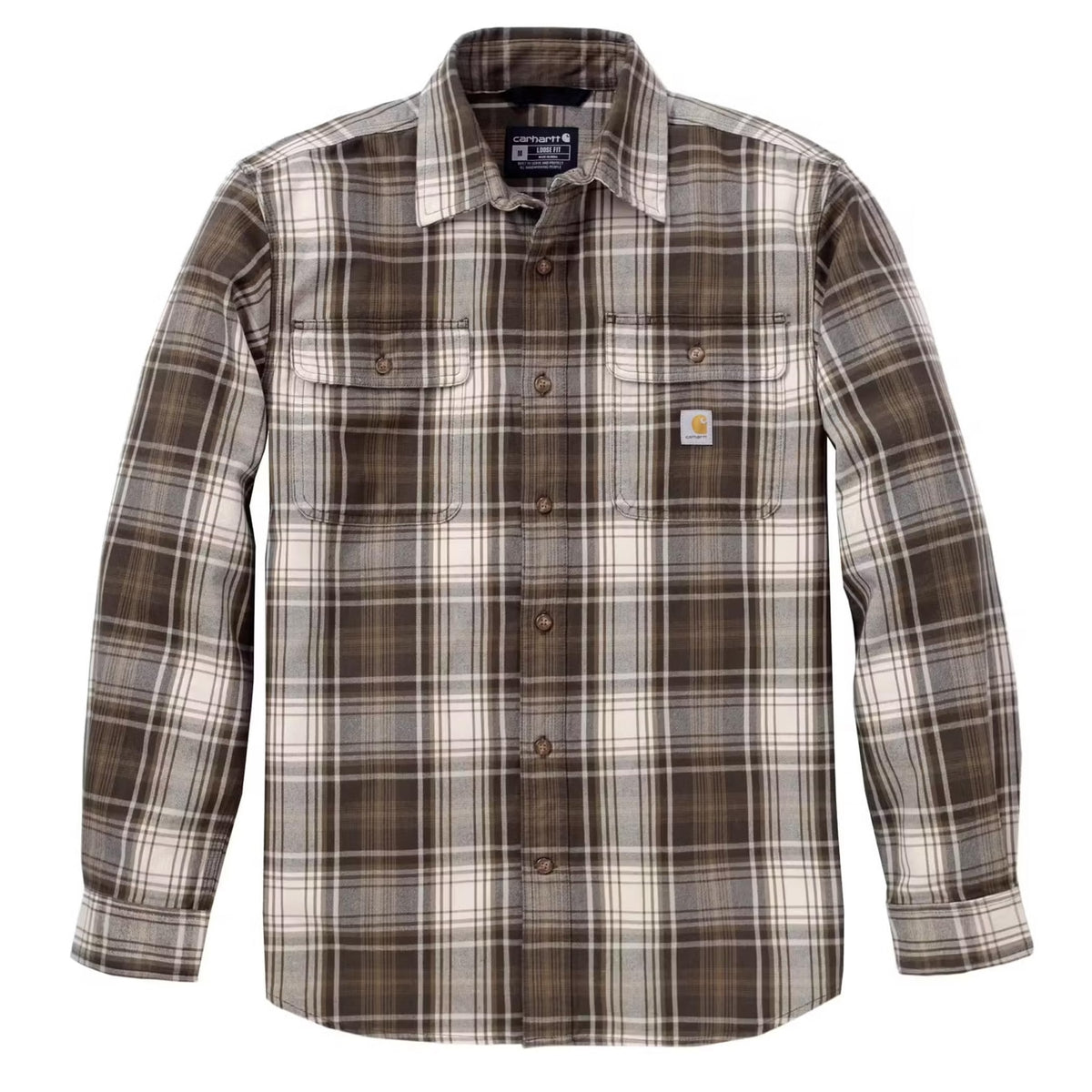 Carhartt Hubbard Herren Flanellhemd 107013 Oliv – Loose Fit Karohemd