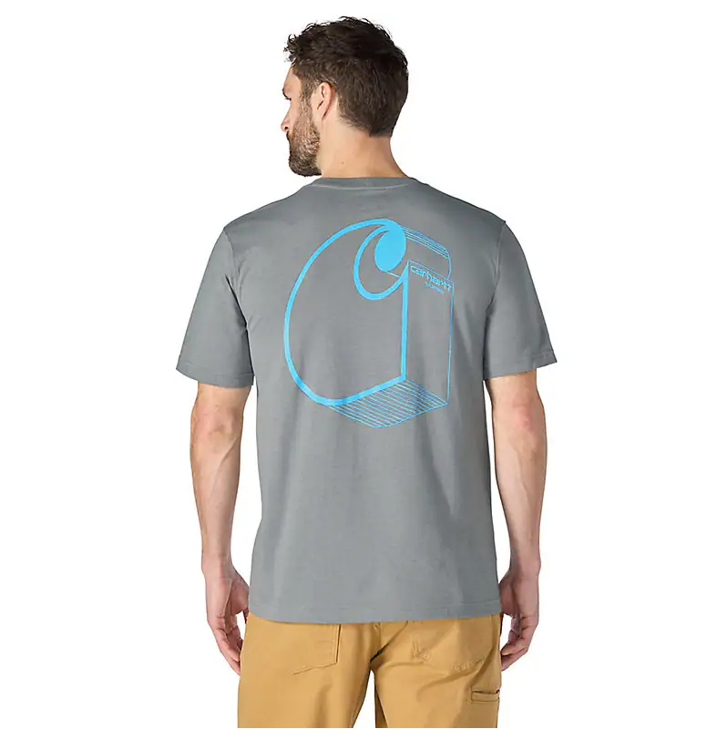 Carhartt Relaxed Fit Irvine-T-Shirt mit 3D-Logo Weather Ash Heather 107319