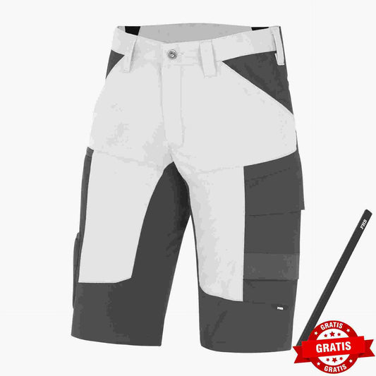 FHB Kim Stretch Bermuda Arbeitshorts Weiß/Anthrazit 125200 + gratis Zimmermannsbleistift