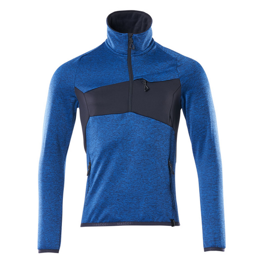 MASCOT® ACCELERATE Fleecepullover mit kurzem Reißverschluss Azurblau/Schwarzblau 18003