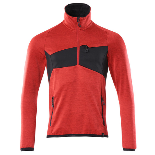 MASCOT® ACCELERATE Fleecepullover mit kurzem Reißverschluss Verkehrsrot/Schwarz 18003