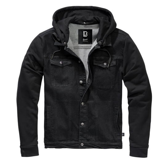 Brandit Cradock Denim Jacket Jeansjacke mit Kapuze Black 9539